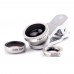 3 in 1 Mobile Phone Camera Lens Kit 180 Degree Fish Eye Lens + 2 in 1 Micro Lens + Wide Angle Lens Silver