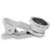 3 in 1 Mobile Phone Camera Lens Kit 180 Degree Fish Eye Lens + 2 in 1 Micro Lens + Wide Angle Lens Silver