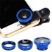 3 in1 Mobile Phone Camera Lens Kit Fish Eye Lens Super Wide Angle Lens with Black Universal Phone Clip