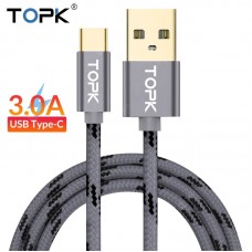 TOPK Type C Cable for Xiaomi Redmi Note 7 Fast Charging Data Sync USB for Samsung Galaxy S9 Oneplus