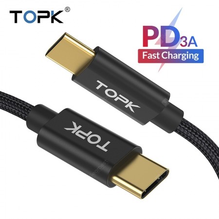 TOPK AN80 60W 3A USB Type C USB Cable for Samsung Galaxy S10 Oneplus Type-C PD QC3.0 Fast Charging