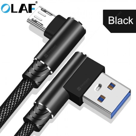 OLAF Micro USB Cable 2.4A Fast Charging 90 Degree Elbow USB Cable For Samsung Huawei Xiaomi