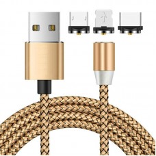 Magnetic 3 in 1 8 Pin / Type-C / Micro USB Charging Cable 2m