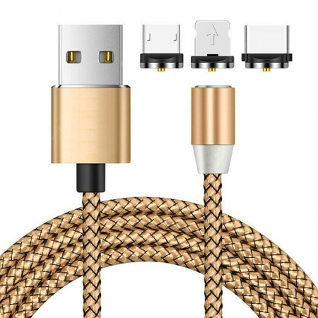 Magnetic 3 in 1 8 Pin / Type-C / Micro USB Charging Cable 2m