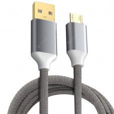 USB 2.0 Micro USB Cable Android Charger 24K Gold Plated Braided 2.4A Fast Sync and Charging Cord