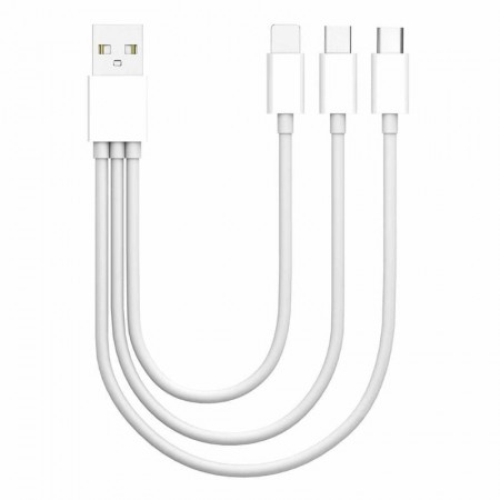 20cm 2A USB High Speed 3 in 1 Type-C + 8 Pin + Micro USB Charging Cable