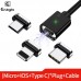 Gragas 3A Nylon Magnetic Card slot Charging cable Three in One LED Indicator For iphone Android