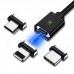 Gragas 3A Nylon Magnetic Card slot Charging cable Three in One LED Indicator For iphone Android