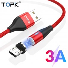 TOPK AM60 3A Fast Charging LED Magnetic Micro USB Type C Cable for iPhone Xs Max 8 7 6 Phone Cables