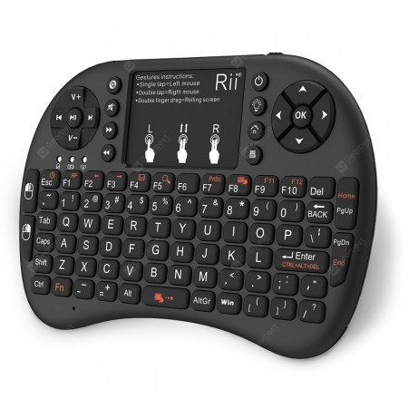 Rii i8+ Multi-function Mini 2.4GHz Wireless Touchpad Keyboard with Built-in Battery for HTPC