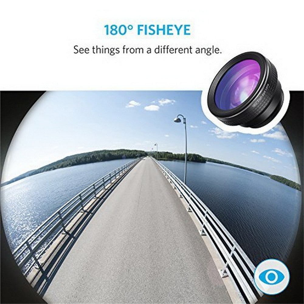 3 in 1 Mobile Phone Lenses Fish Eye Wide Angle Macro Camera for iPhone X / 8 Plus Xiaomi Huawei Samsung- Black