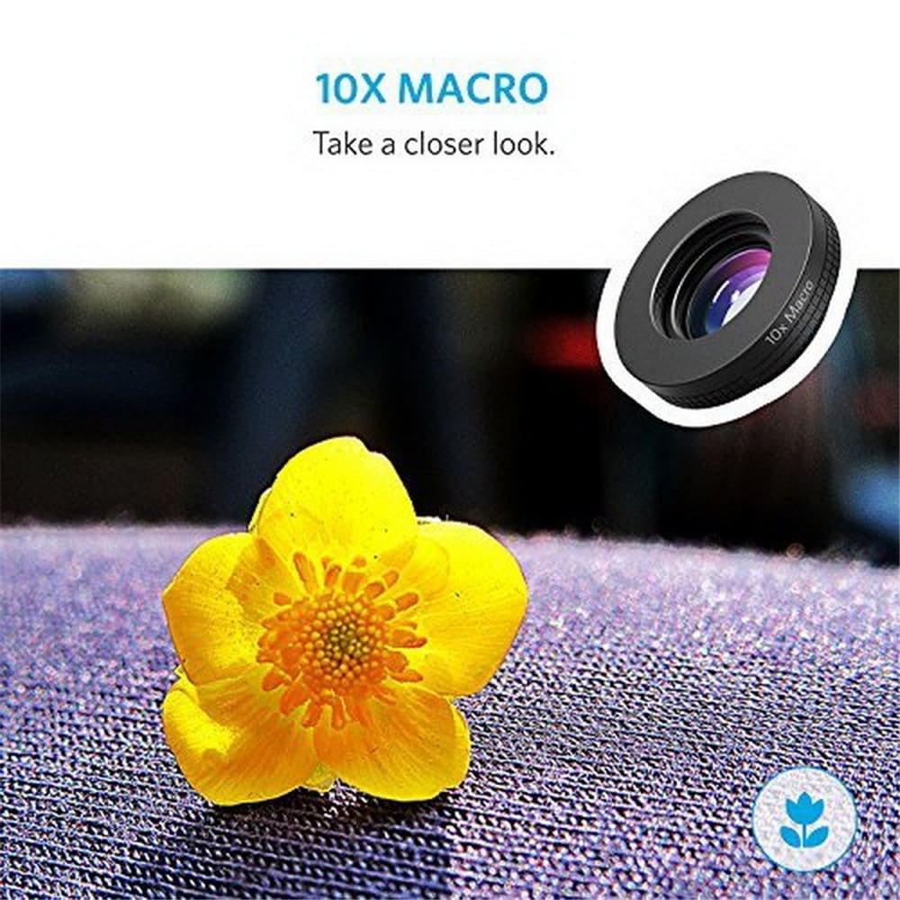 3 in 1 Mobile Phone Lenses Fish Eye Wide Angle Macro Camera for iPhone X / 8 Plus Xiaomi Huawei Samsung- Black