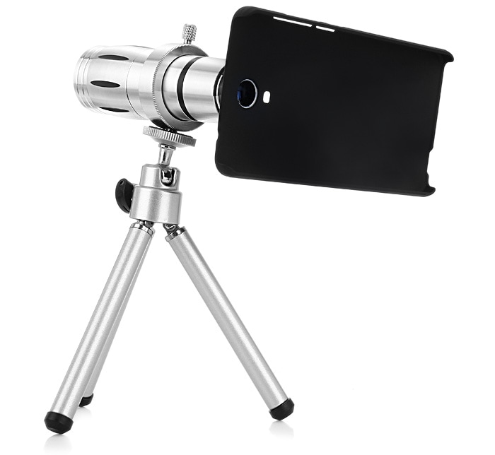 12x Optical Zoom Mobile Phone Telephoto Lens with Tripod and Back Case for Xiaomi 4- Silver