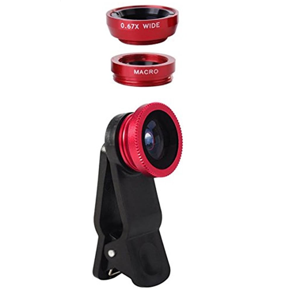 3 in1 Mobile Phone Camera Lens Kit Fish Eye Lens Super Wide Angle Lens with Black Universal Phone Clip- Blue