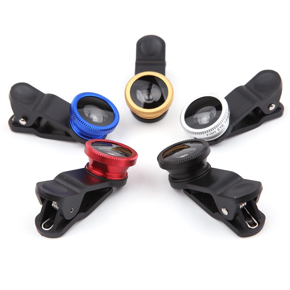 3 in1 Fish Eye Wide Angle Macro Camera Clip-on Lens for Universal Cell Phone- Black