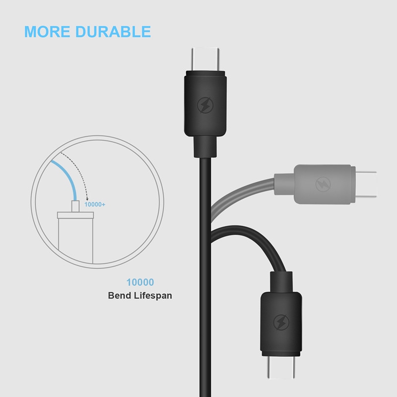 Kiirie USB Type-C Cable  4 Pack ( 0.3m 2X1M 2M ) Type A To C Data Charging- Black 4PCS