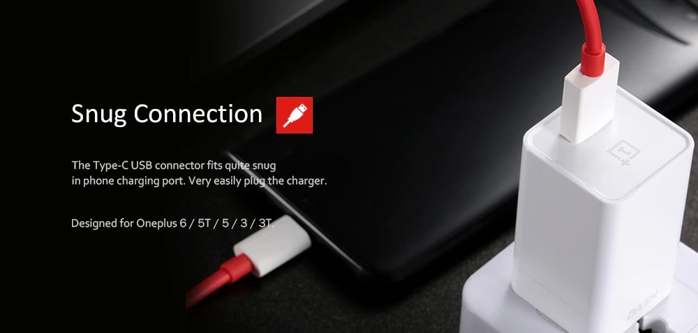 4A Fast Charging Data Transfer Cable for Oneplus 6T / 6 / 5T / 5 / 3T- Red 1M