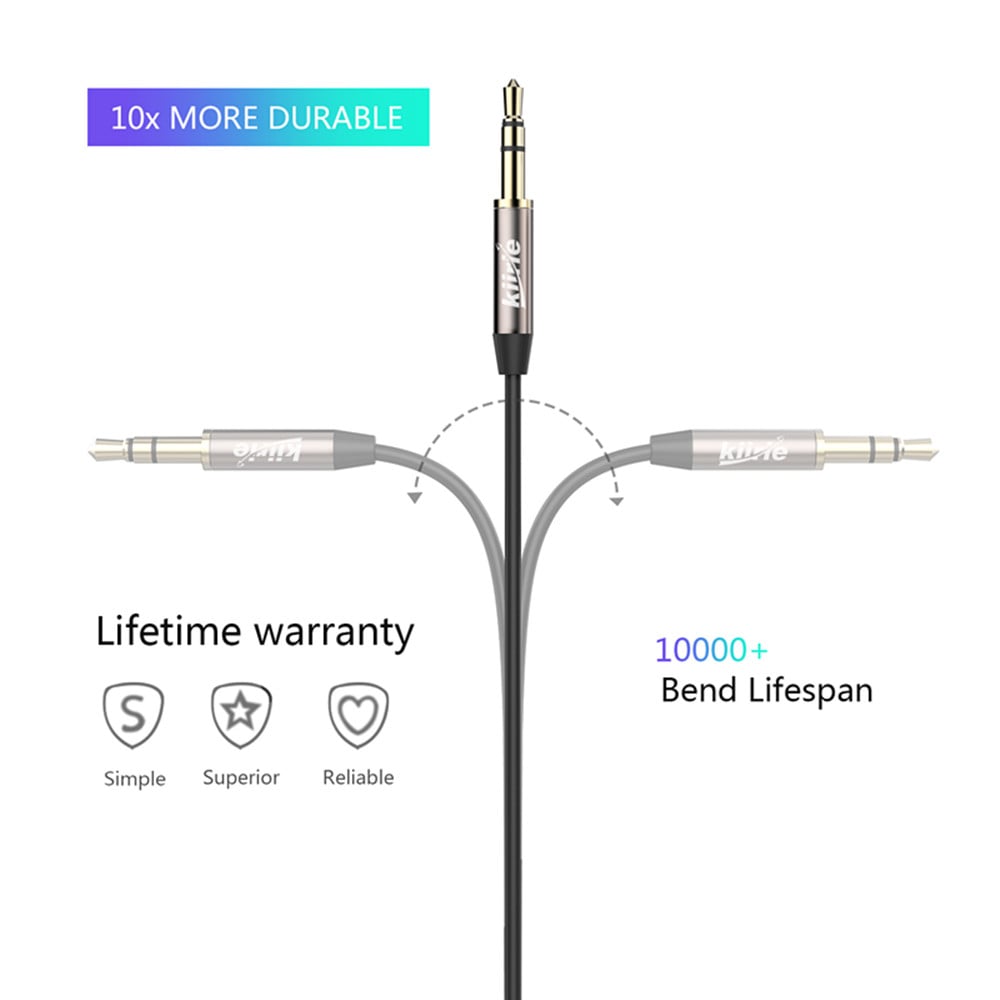 Audio Cable Kiirie 1Pc (3.3ft/1m)3.5mm Stereo Premium Auxiliary Aux Cable for Headphones iPhones- Black