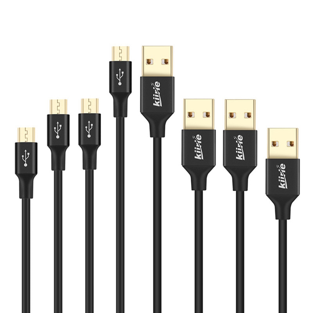 Kiirie  Micro USB Charging Transmission Data Cable- Black 1pc