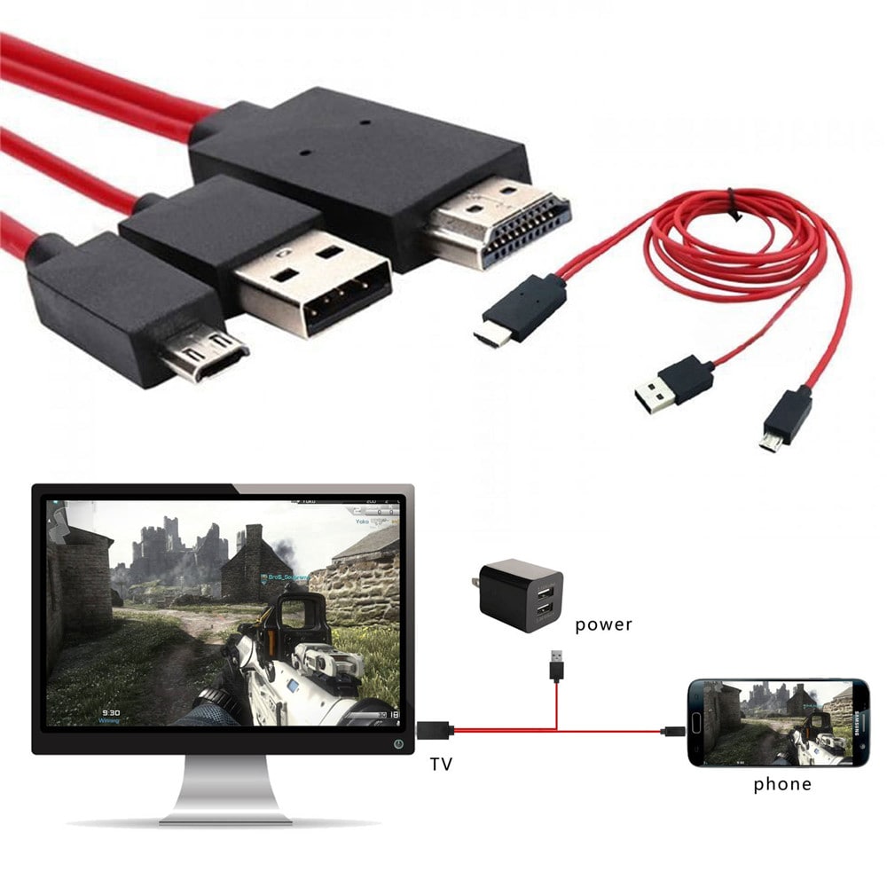 MHL Micro USB to HDMI 1080P HD TV Cable Adapter for Android Phone- Red