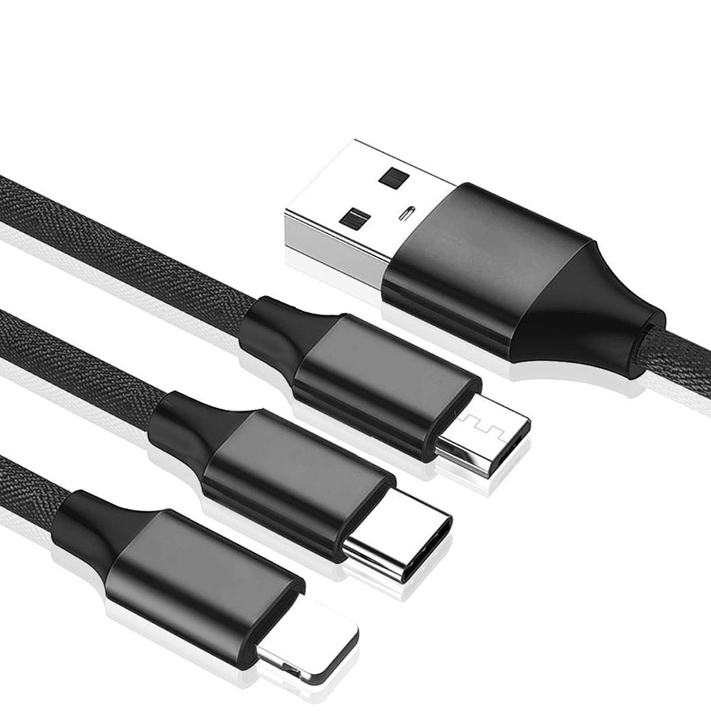 1M Multifunctional USB Cable Type-C Three-In-One Braided Data Cable- Night