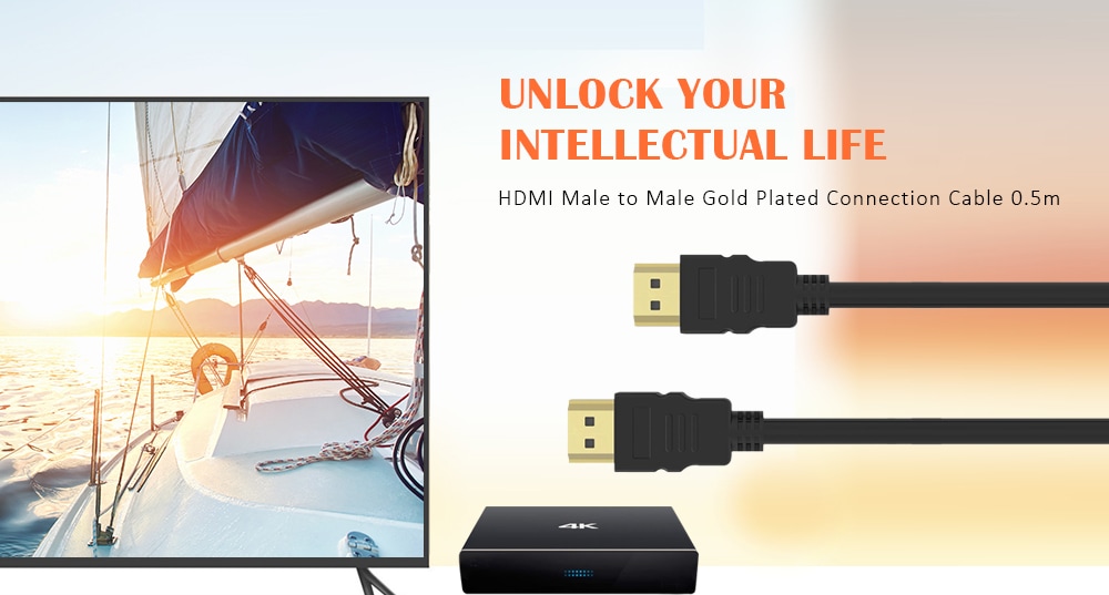 HDMI  Male to Male Gold Plated Connection Cable 0.5 meters- Black