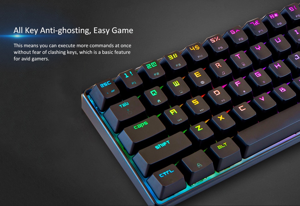 MAGIC _ REFINER MK14 Mini Portable Mechanical Keyboard 68 Key RGB Backlight Blue Switch - Black