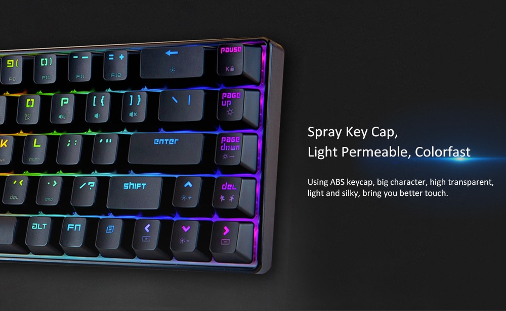 MAGIC _ REFINER MK14 Mini Portable Mechanical Keyboard 68 Key RGB Backlight Blue Switch - Black