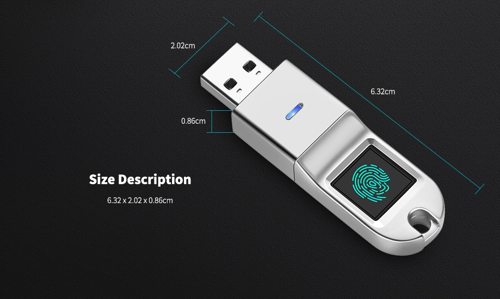 Gocomma GH008 Original Fingerprint Encryption USB3.1 Flash Drive- Silver 32G