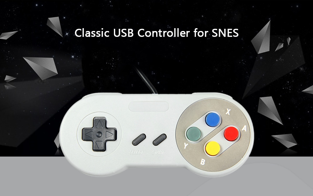 Classic USB Controller with A / B / X / Y Function Button for SNES- Gray Purple Function Buttons