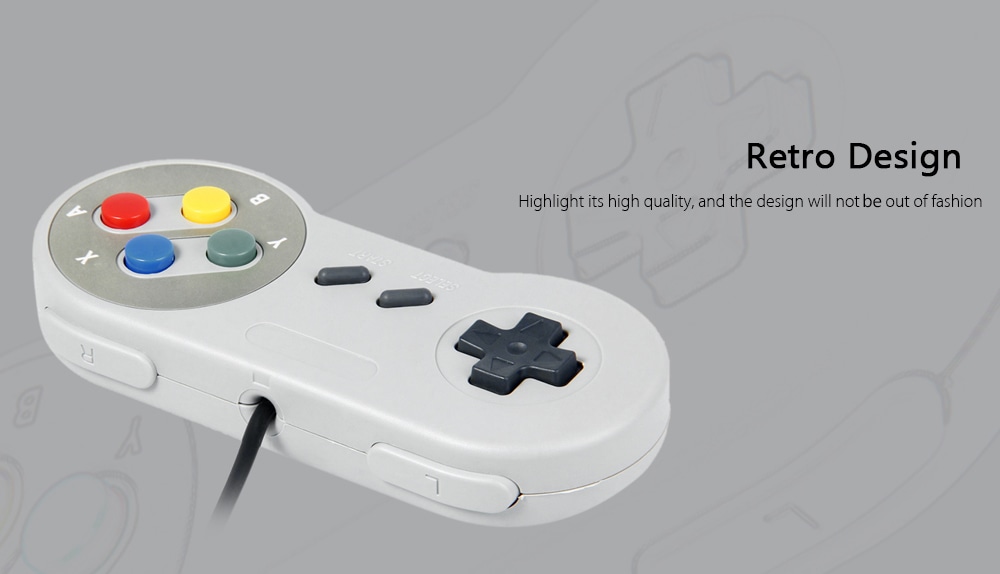 Classic USB Controller with A / B / X / Y Function Button for SNES- Gray Purple Function Buttons