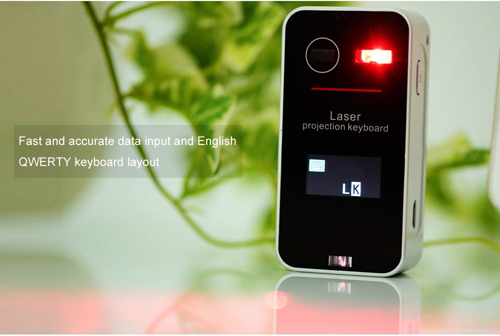 Bluetooth Laser Projection Virtual Keyboard with Mouse Function Voice Prompt- Black