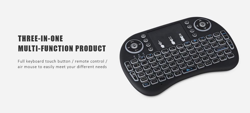 V8S Portable 2.4GHz Wireless Remote Control Air Mouse Mini Keyboard Touchpad Russian Version - Black