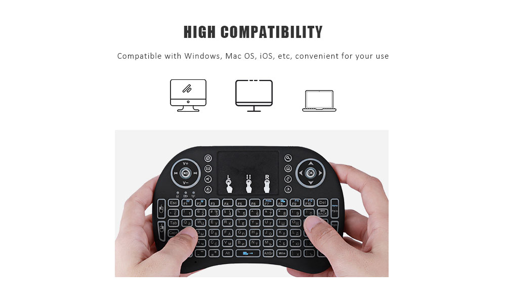 V8S Portable 2.4GHz Wireless Remote Control Air Mouse Mini Keyboard Touchpad Russian Version - Black