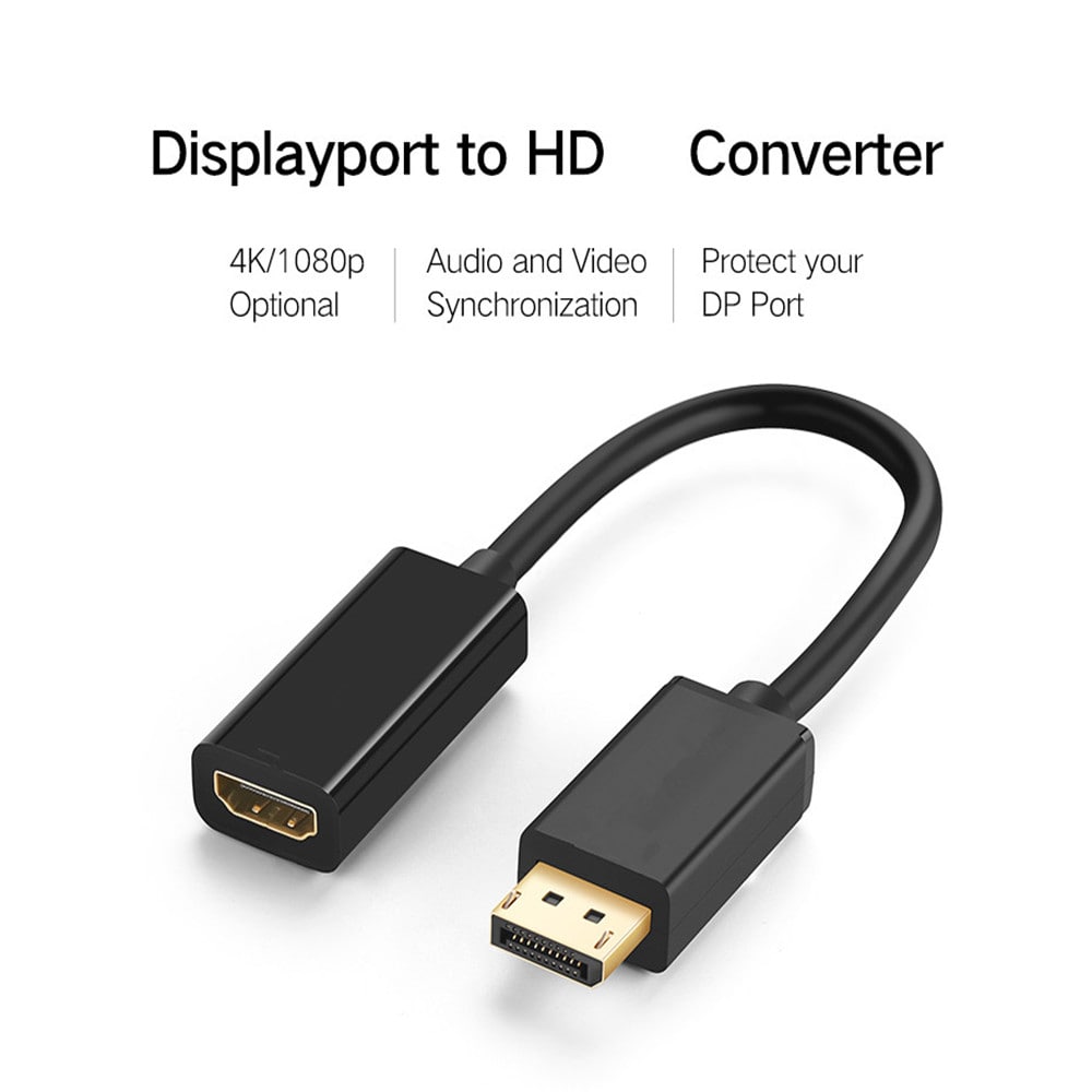 DP To HD Adapter Cable Displayport To HD Connection HD Cable Converter- White