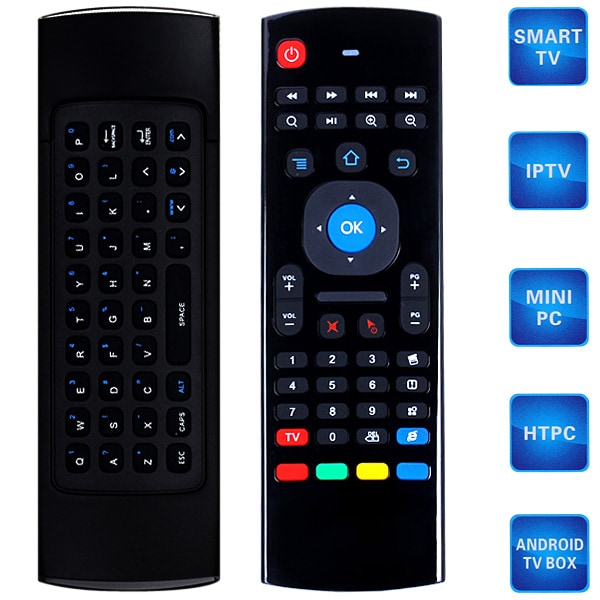 M3 2.4GHz 81 Keys Mini Wireless Air Mouse Remote Control Support Android Windows Mac OS Linux- Black