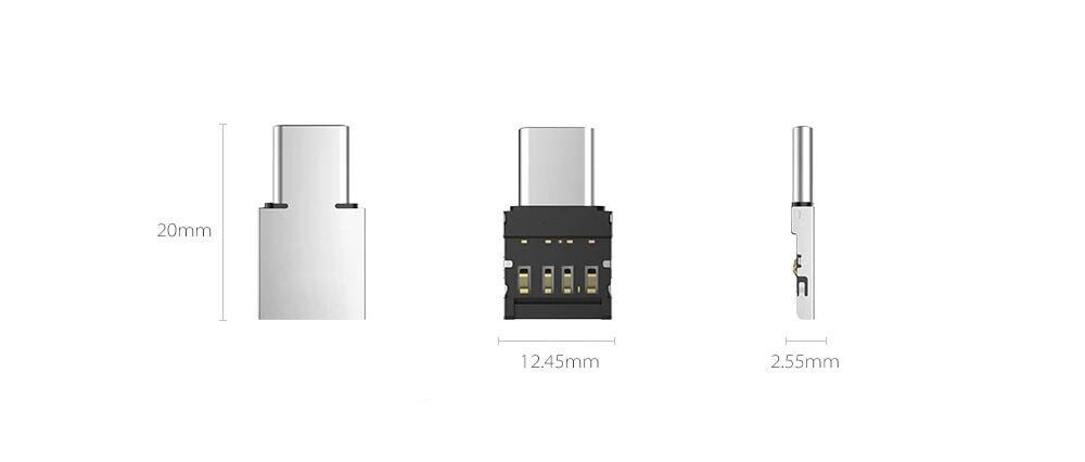 Mini Universal Android Mobile Phone Tablet Micro-USB / Type-C to USB OTG Adapter U Disk Connector- Silver Type-C