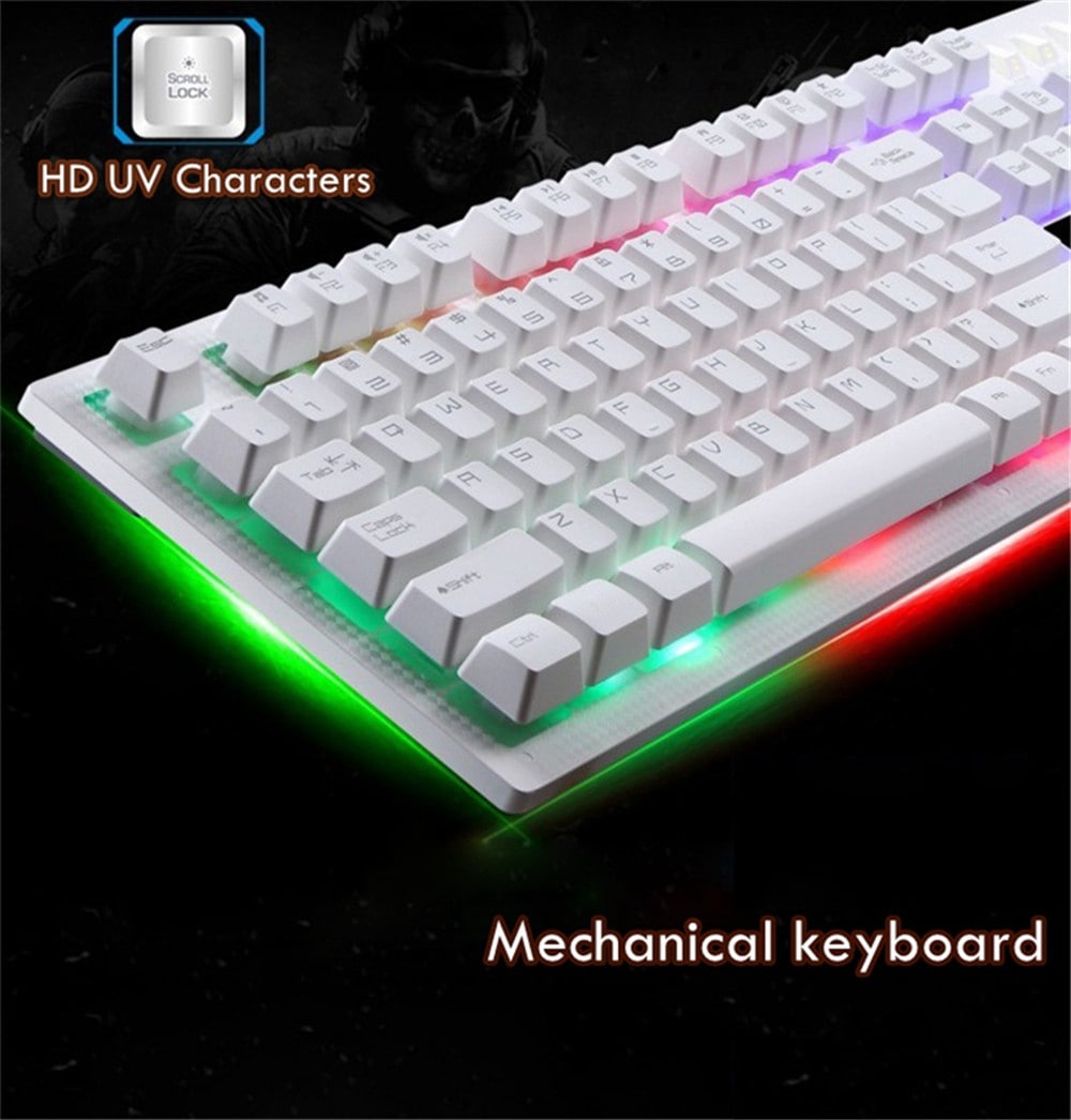 G20 Wired USB PC Gamer Suspension Mechanical Feel Keyboard And Mouse Set- White