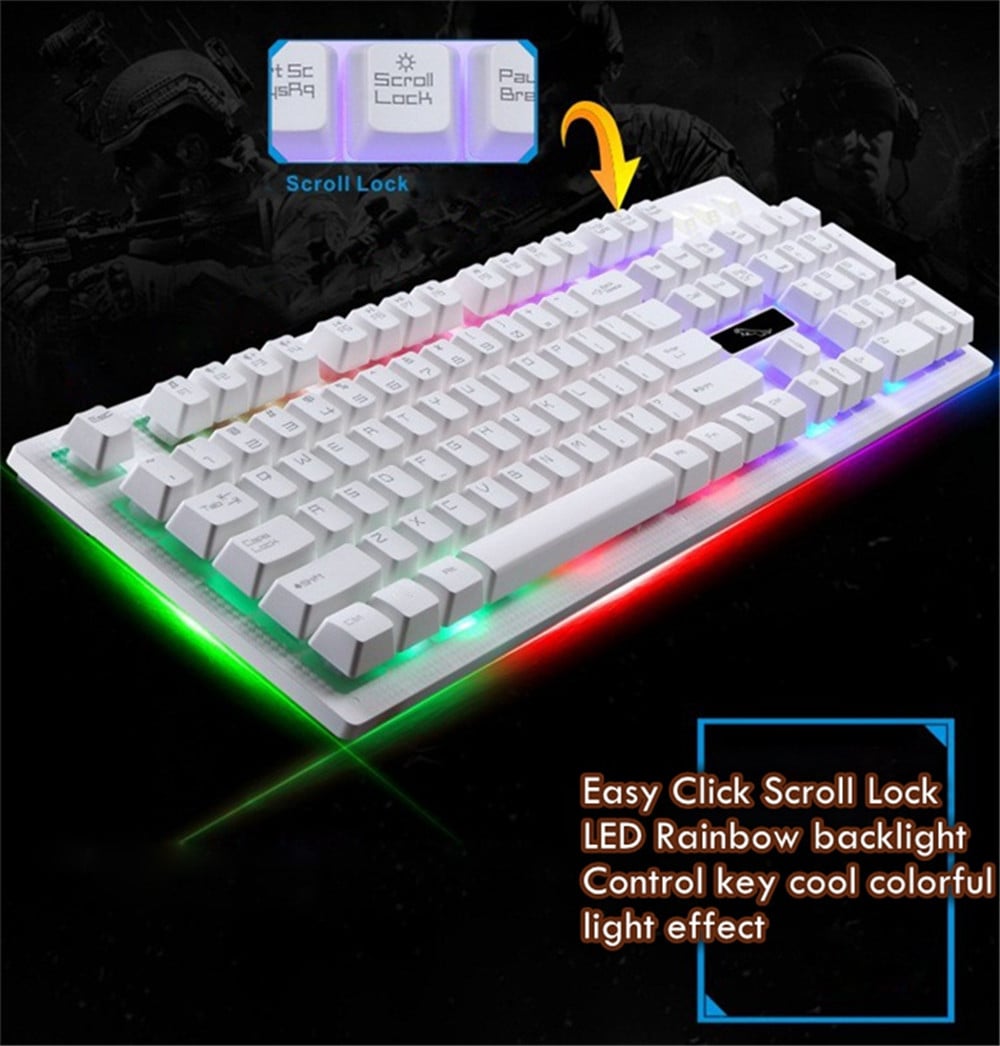 G20 Wired USB PC Gamer Suspension Mechanical Feel Keyboard And Mouse Set- White