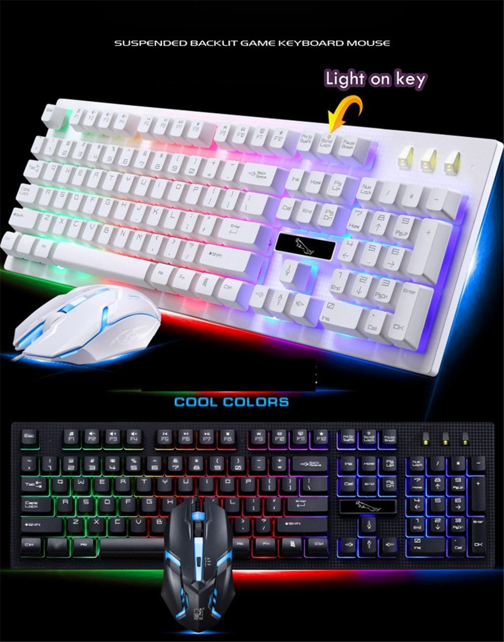 G20 Wired USB PC Gamer Suspension Mechanical Feel Keyboard And Mouse Set- White