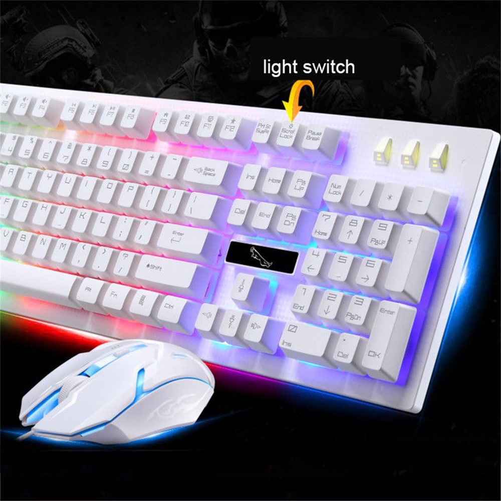 G20 Wired USB PC Gamer Suspension Mechanical Feel Keyboard And Mouse Set- White