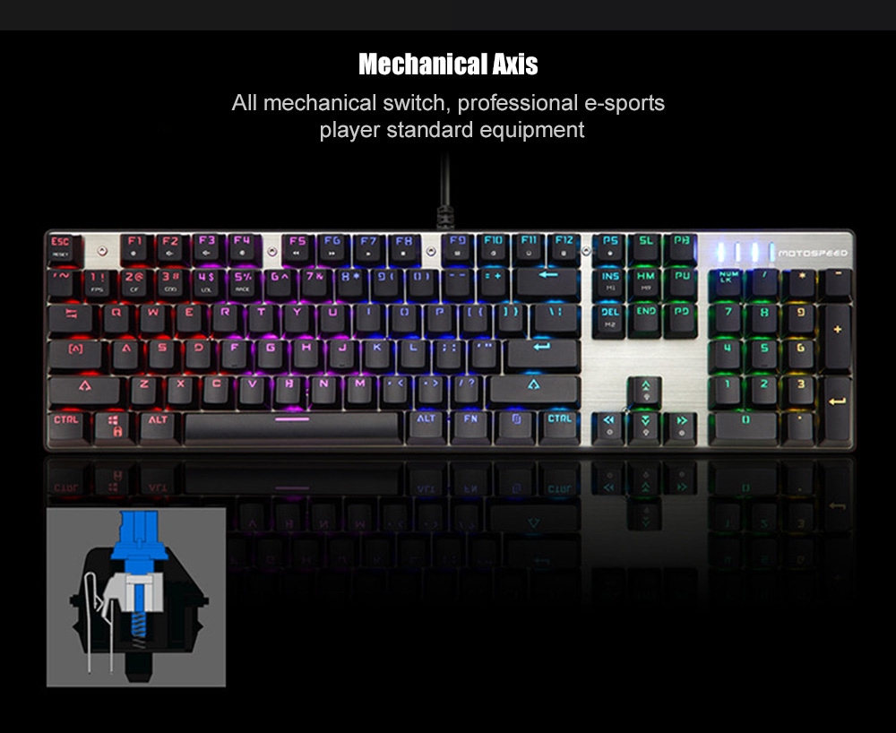 Motospeed CK888 NKRO RGB Backlight Mechanical Keyboard + Mouse Combination- Silver