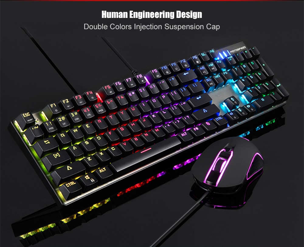 Motospeed CK888 NKRO RGB Backlight Mechanical Keyboard + Mouse Combination- Silver