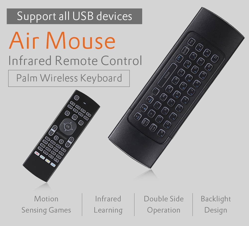 T1 2.4GHz Air Mouse Full Keyboard with Backlight- Black