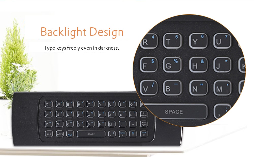 T1 2.4GHz Air Mouse Full Keyboard with Backlight- Black