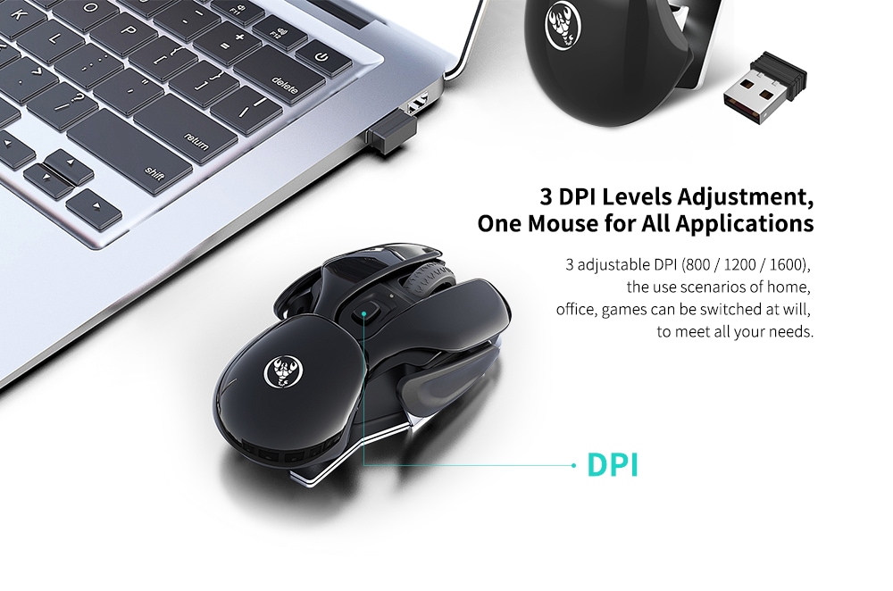 HXSJ T37 2.4GHz Wireless Mouse- Black