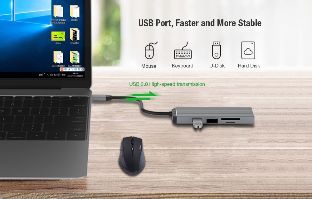 Type-C 6 in 1 HUB Adapter with PD USB 3.0 4K HDMI Port- Platinum