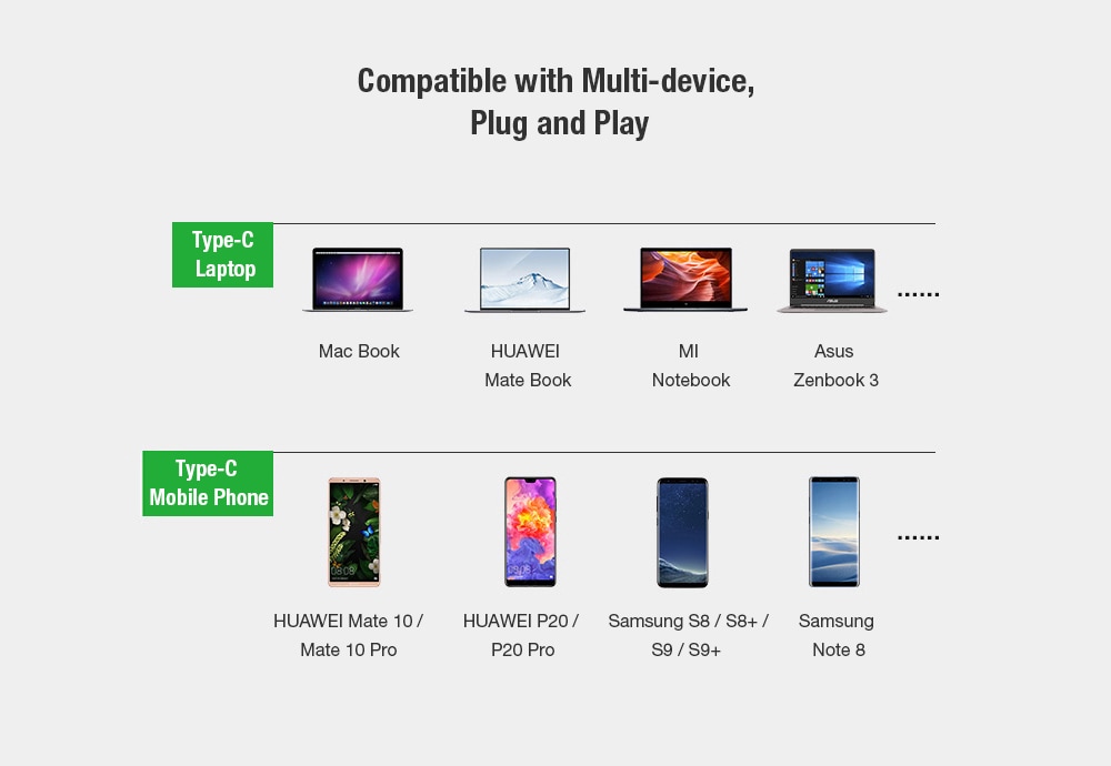 Type-C 6 in 1 HUB Adapter with PD USB 3.0 4K HDMI Port- Platinum